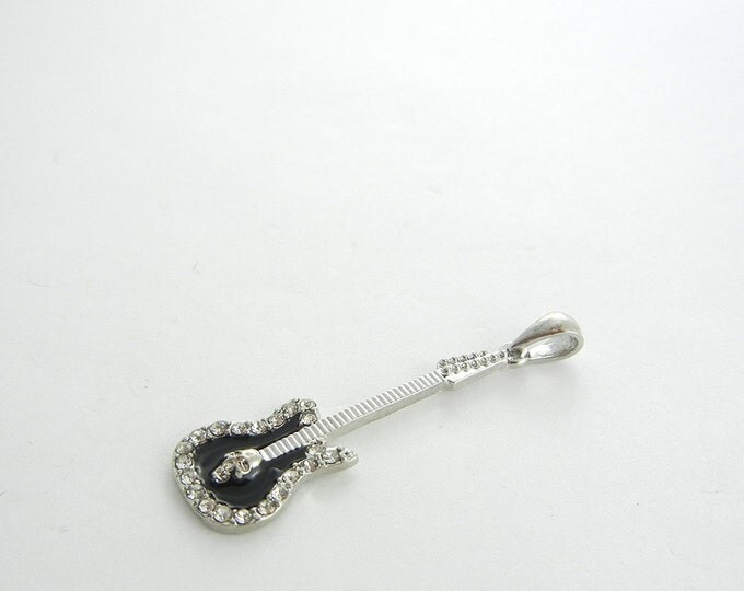 Small Silver-tone Guitar Pendant