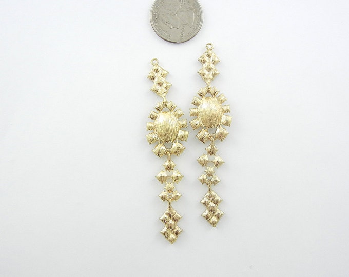 Pair of Gold-tone Chandelier Drop Charms with X Rhinestones