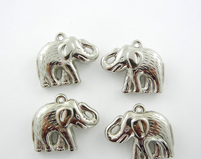 Set of 4 Large Dimensional Metallic Acrylic Elephant Charms