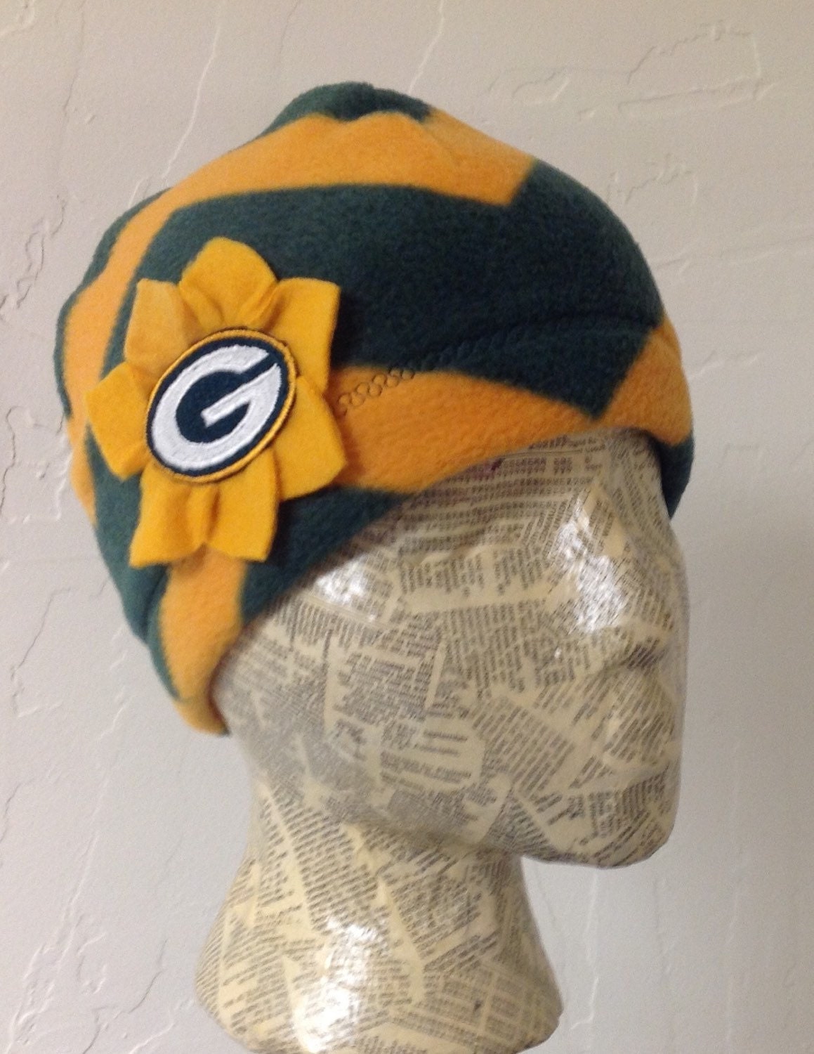 Green Bay Packers Fleece Hat Chevron Striped Womens