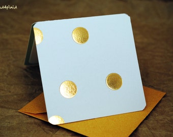 Blank Mini Card Set of 10, Metallic Confetti on White with Contrasting Pattern on the Inside, Metallic Gold Envelopes,mad4plaid