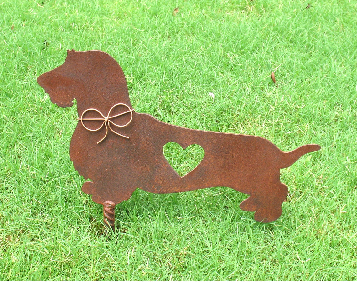 Wire Hair Dachshund Dog Metal Garden Stake Metal Yard Art