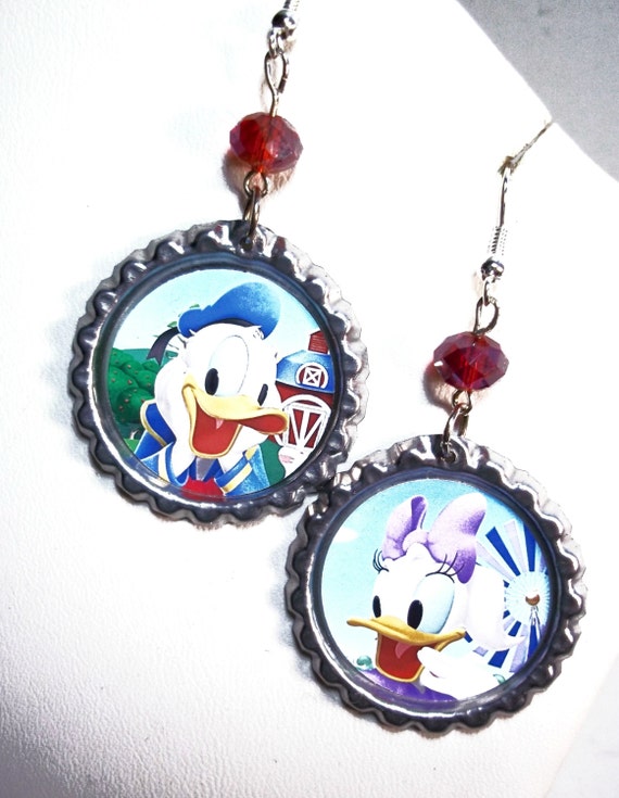 Items similar to Disney Donald Daisy Duck Dangle Earrings Jewelry on Etsy
