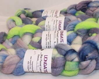 Roving, Wool, BFL Roving, Blue Faced Leicester Hand Painted Roving #614