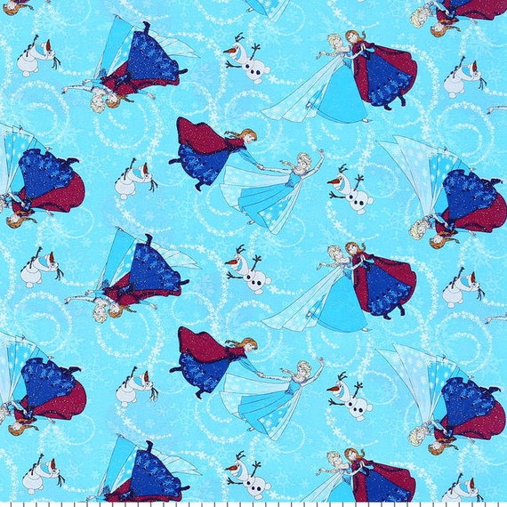 DISNEY FROZEN FABRICBlue Frozen Sisters by DesignsbyDoreen