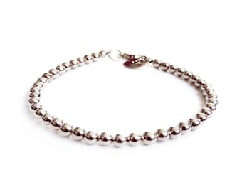Sterling Silver Bead Bracelet - 4mm - Everyday Wear - Sterling Ball Bracelet - Simple Sterling Bracelet - Stacker Bracelet