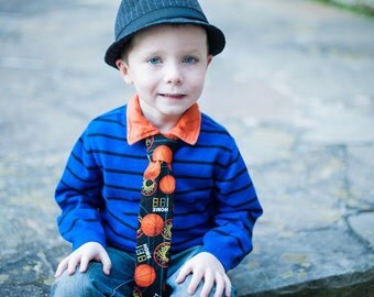 Basketball Necktie Boys, Baby, Toddler Orange, black Velcro Closure