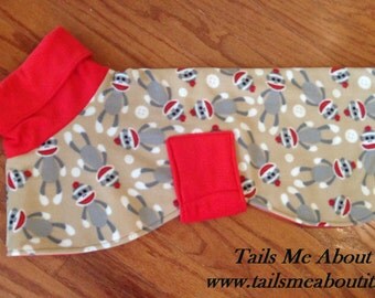 Sock Monkey- Double Fleece Hound Coat - Italian Greyhound, Chinese Crested, Whippet, Hairless Breeds, Xolo