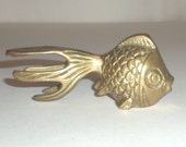 Vintage Brass Fish - Gold Fish - Fancy Tail Gold Fish - Small Fighting Fish - Brass Gold Fish - Brass Fish Home Decor - Fish Paperwieght
