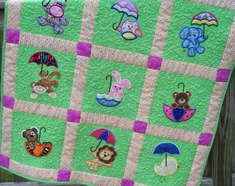 Umbrella Critter Applique Baby Quilt