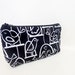 Cotton Zipper Pouch Medium Pouch Cosmetic Bag Pencil Case - Black Bird Swing