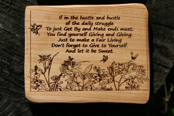 Refrigerator Magnet- Give To Yourself Magnet- Wooden Refrigerator Magnet In Juniper Wood