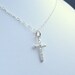 silver cross necklace. small sterling silver hammered pendant. simple christian faith jewelry delicate dainty confirmation gift for her 3/4"