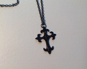 Elsa Side Cross Necklace - Black main image 0