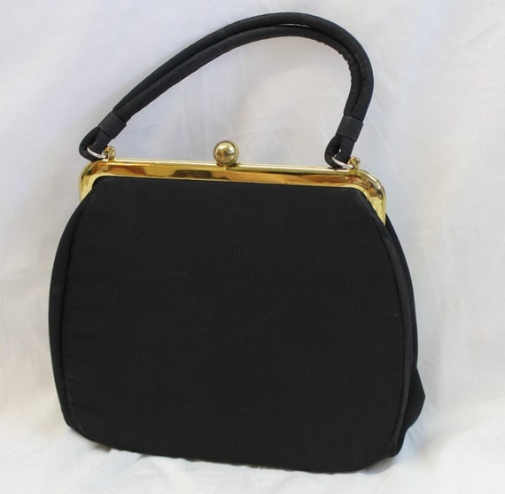Classic 1950s Vintage 50s Black Ball Clasp Purse Made in USA