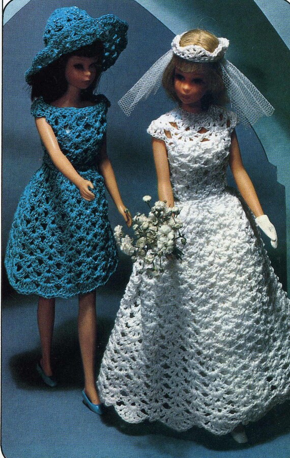 Vintage Knit Crochet PATTERNS for Barbie Ken Wedding Gown