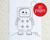 Robot Colouring Pages, Robots Colouring book, Downloadable Colouring Pages, Instant Download, Printable Children's Activity,