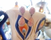 Carolee Vintage Rhinestone Earrings Pierced Pave Clear Silver Teardrops Dangle Bridal Prom Retro
