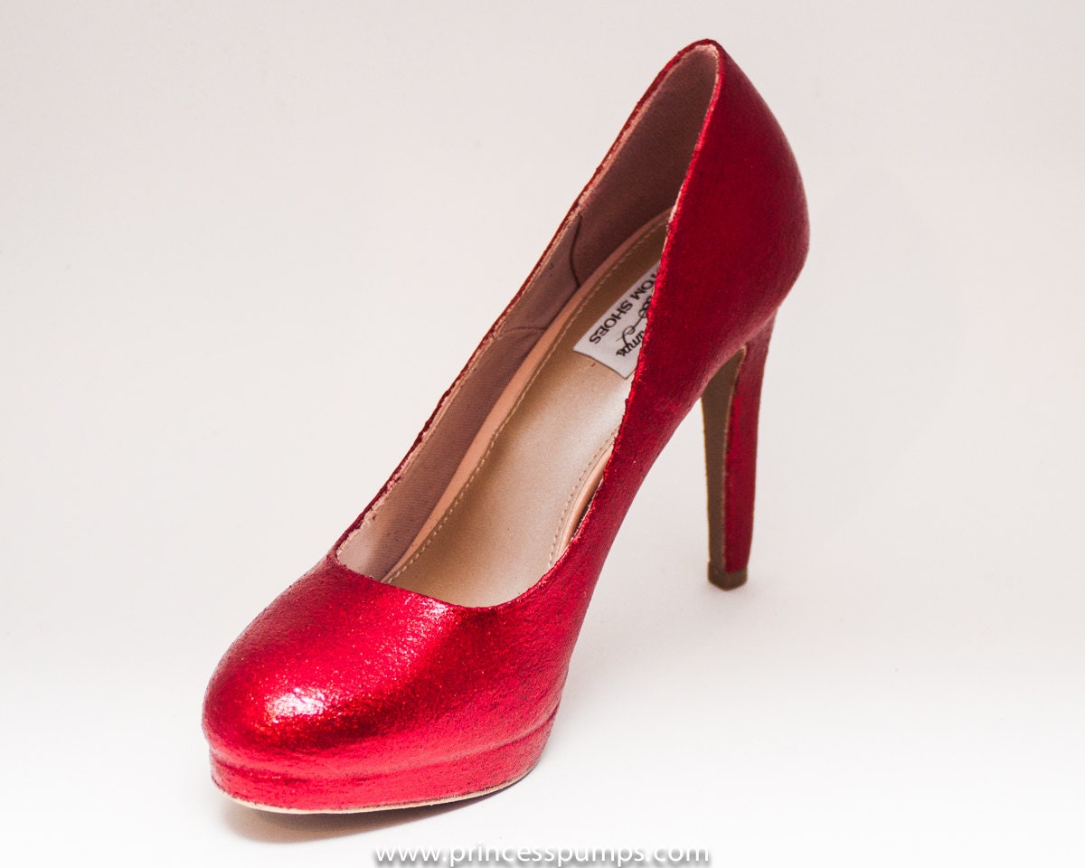 Glitter Bright Candy Apple Red High Heels Stilettos Pumps