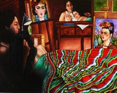 Mexican Fine Art Print Frida Kahlo Diego Rivera Artists Paintings from Original Oil Painting A Moment in Time Mexican Fine Art Print Frida Kahlo Diego Rivera Artists Paintings from Original Oil Painting A Moment in Time