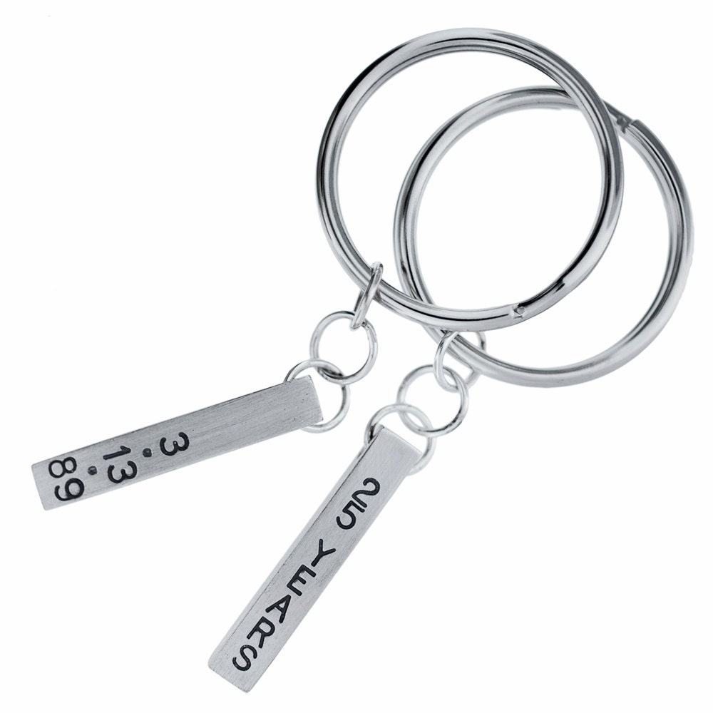 Sterling Silver Custom Key Chains Hand Stamped Anniversary