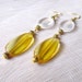 Golden Drop Earrings, Long Dangle Earrings, Amber Glass Earrings, Gold Tone Earrings, Retro Earrings, Long Earrings, Shoulder Dusters