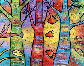 Enchanted Forest Canvas Print, Tree Art, Whimsical Art Print, Aspen Tree Forest - A Fantastic Journey