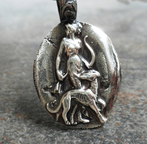 Silver Pendant Greek Mythology Jewelry Diana Artemis by Serrelynda