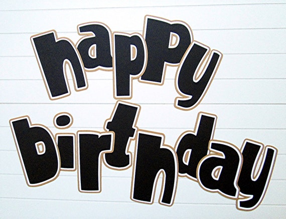 happy birthday letters black white kraft by cottoncandylane