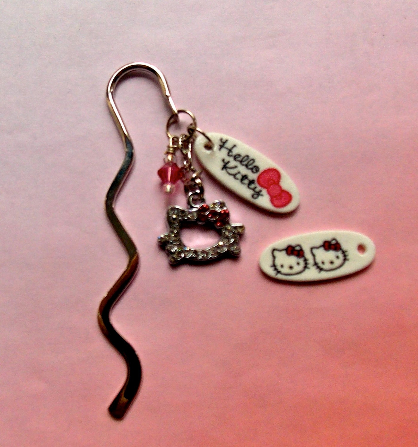 HELLO KITTY Pink mini Bookmark 3 1/4 inches by cindesign on Etsy
