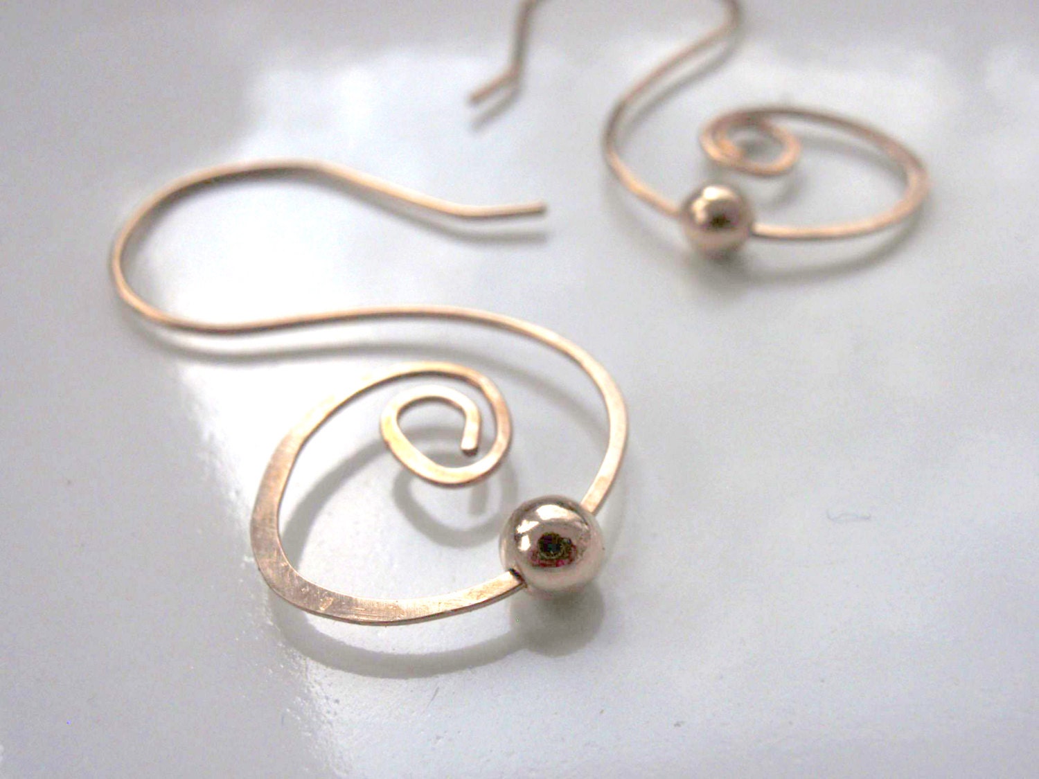Gold Swirl Earrings Hammered with Classic Simple Swirls and