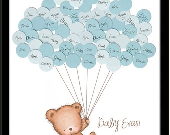 Baby Shower Teddy Bear Guestbook Print - Boy