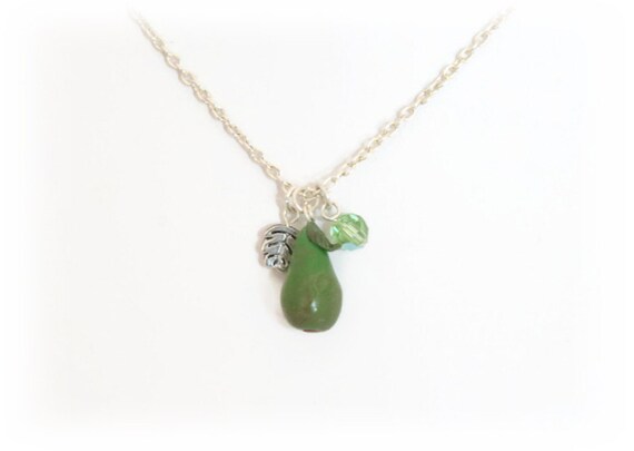 Pear Charm Necklace handmade by Lottie of London