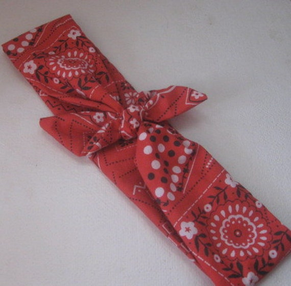 Hair Bandana Country Western Women Hairband RED by StitchesByAlida