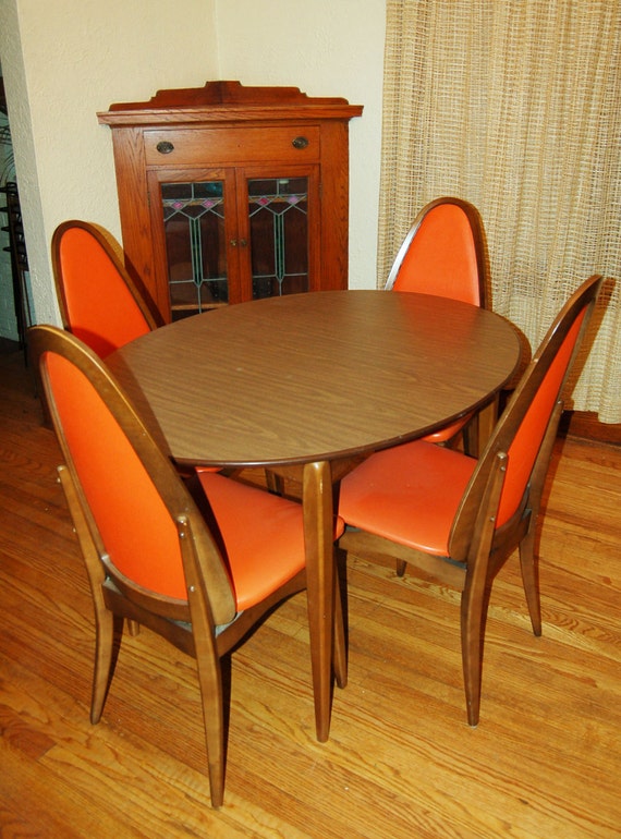 AMAZING 1960s Mid Century Dining Room Set Orange by joevintage