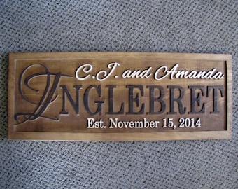Christmas Gift, Personalized Family name signs last name sign Custom Personalized wedding gift Established family sign lovejoystore rustic