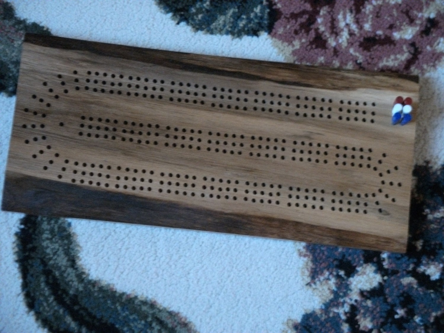 cribbage board 3 player unique solid walnut by WoodCraftsbyEd