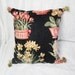 Custom listing Black & red Floral Pillow with tan, tassels, tulips, daffodils, 14 inch with insert