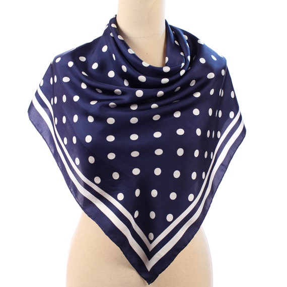 Womens scarves navy with white polka dots