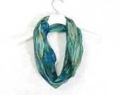 Cobweb Felted Scarf Wool Scarf Winter Scarf Green Scarf Womens Scarf in Green Teal OOAK