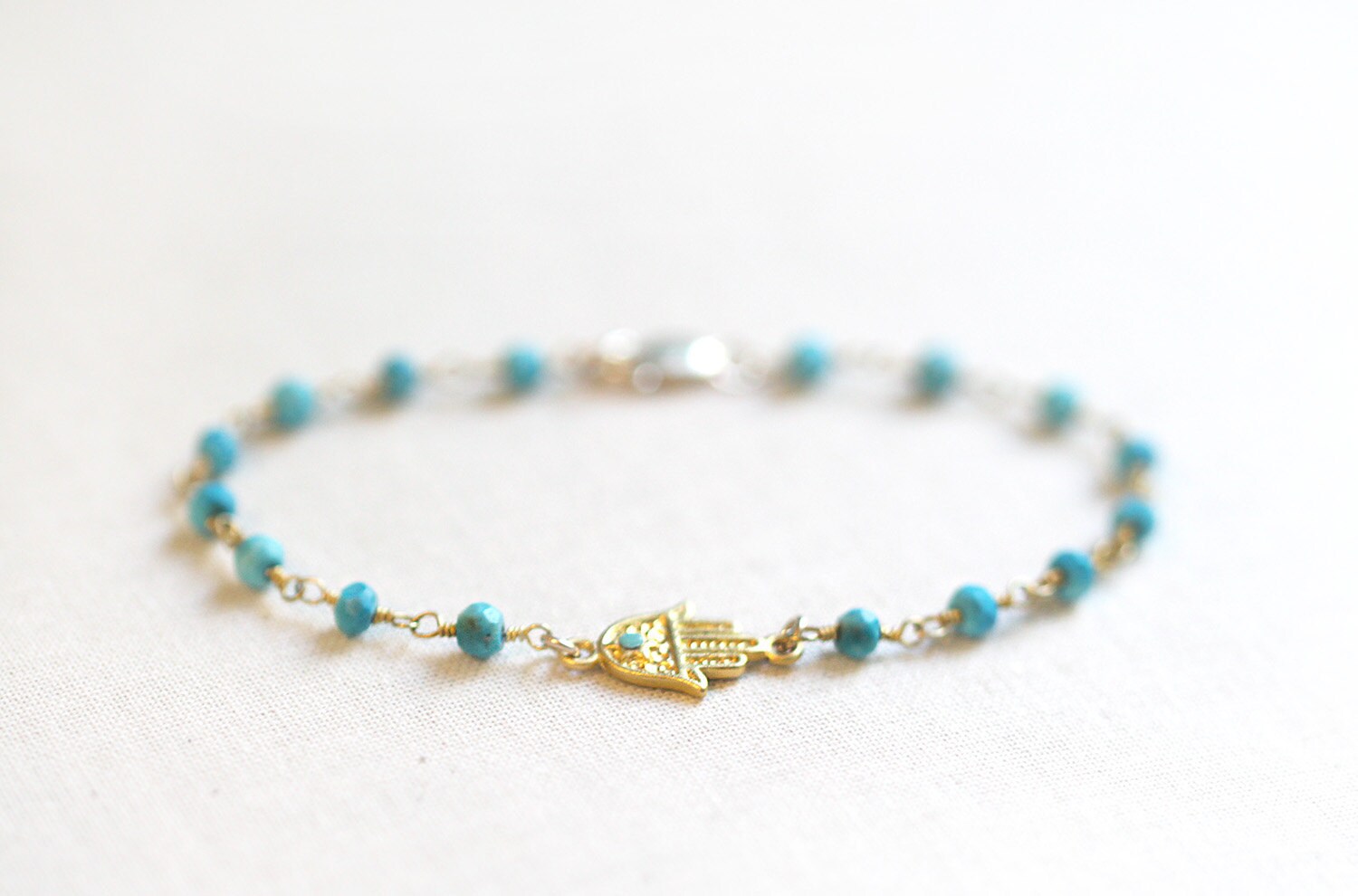 Hamsa Bracelet Turquoise Beaded Hamsa Bracelet Rosary