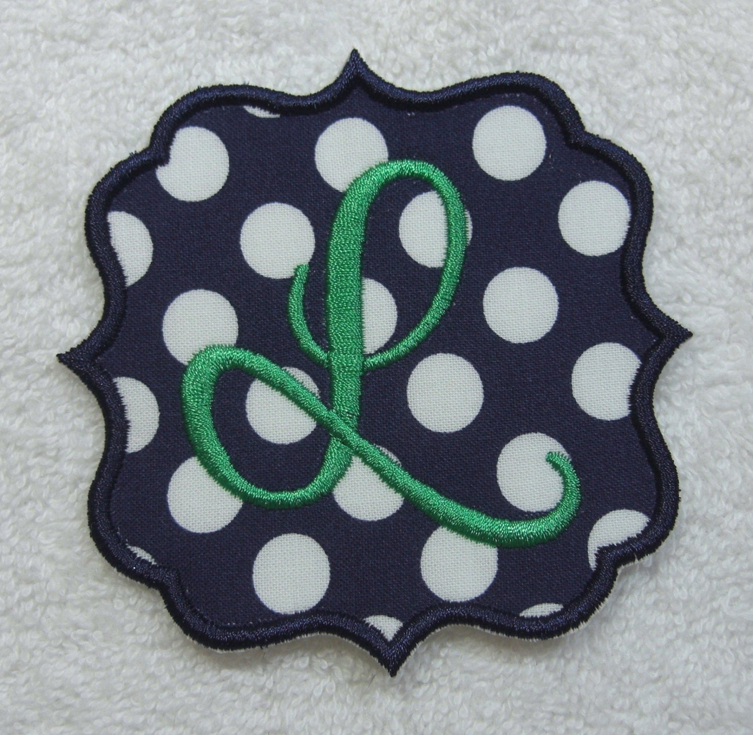 Quatrefoil Single Letter Monogram Fabric Embroidered Iron On