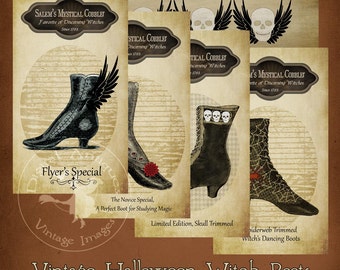 Halloween Vintage Witch Boots Instant Digital Download