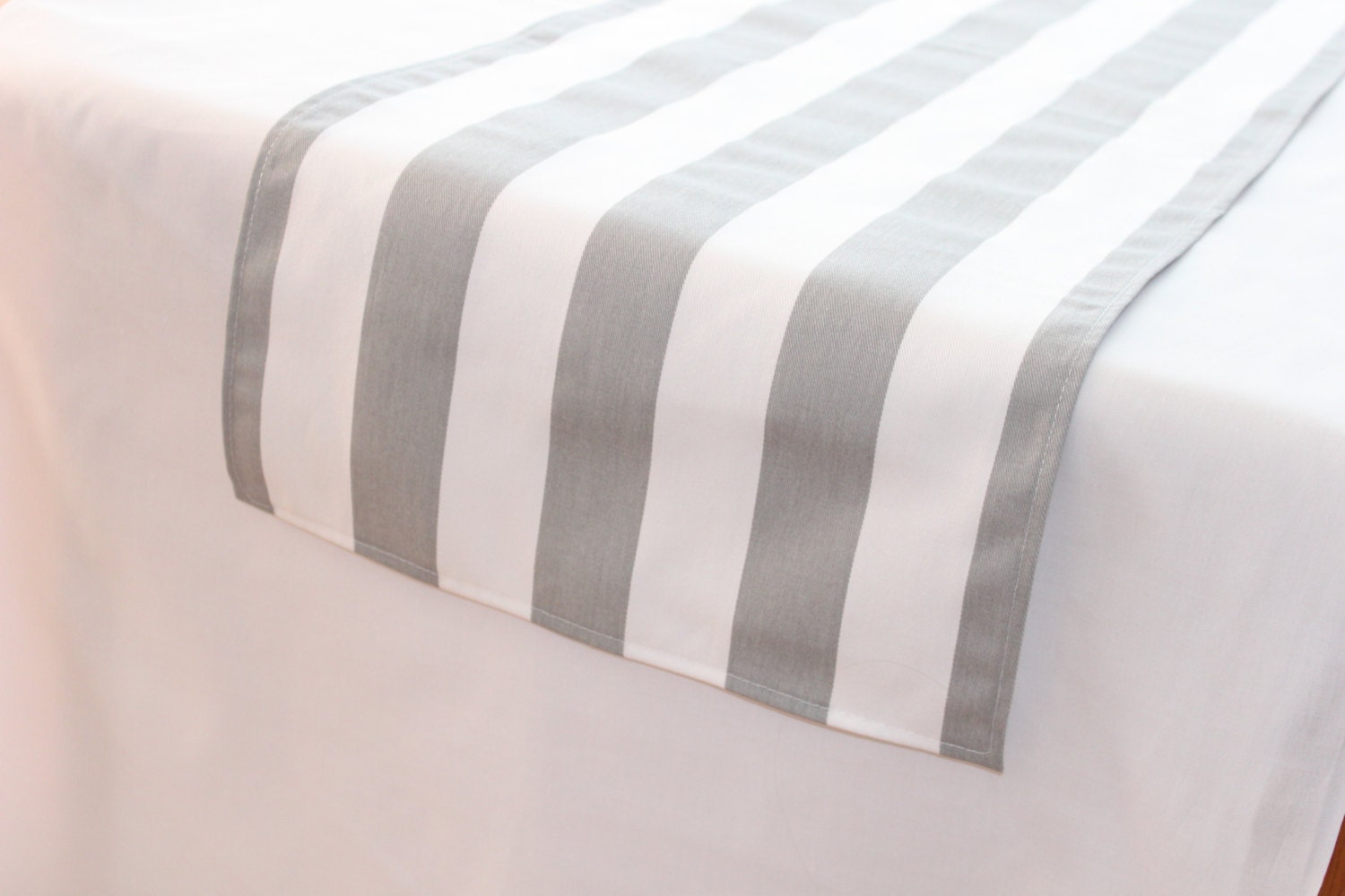 Gray stripe table runner Wedding table runner Baby shower