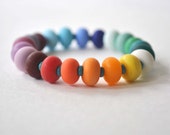 Rainbow Bracelet, Lampwork Glass Bracelet, Colorful Bracelet,  Beaded Bracelet