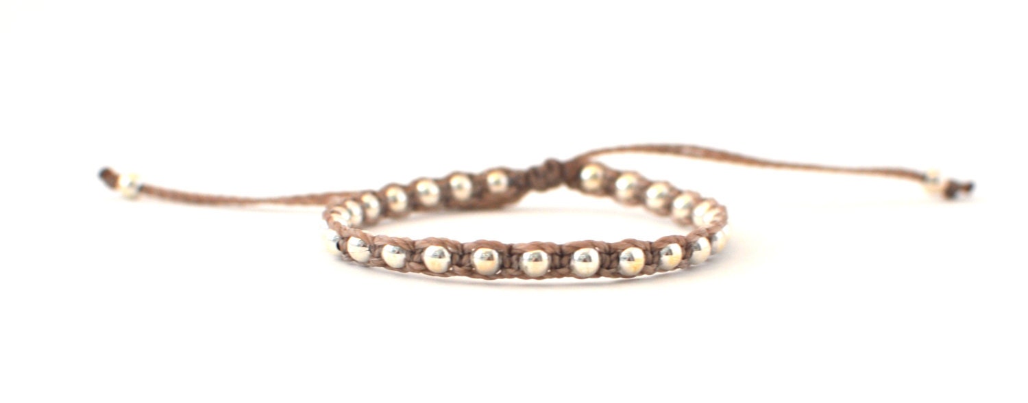 Light brown beaded bracelet. String bracelet. Bracelet with