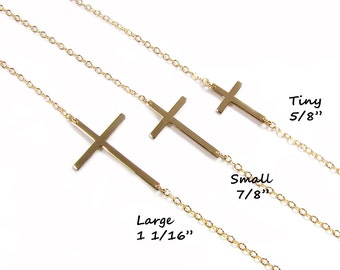 Sideways Cross Necklace, Kelly Ripa, sterling silver, Gold filled & Rose Gold Filled, As seen on Meg Ciaoobellaxo from Youtube