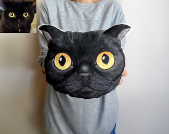 Custom Pet Portrait Plush Pillow, Personalized pet pillows, cat pillow, dog pillow,gift for pet lovers, cat portrait, dog portrait
