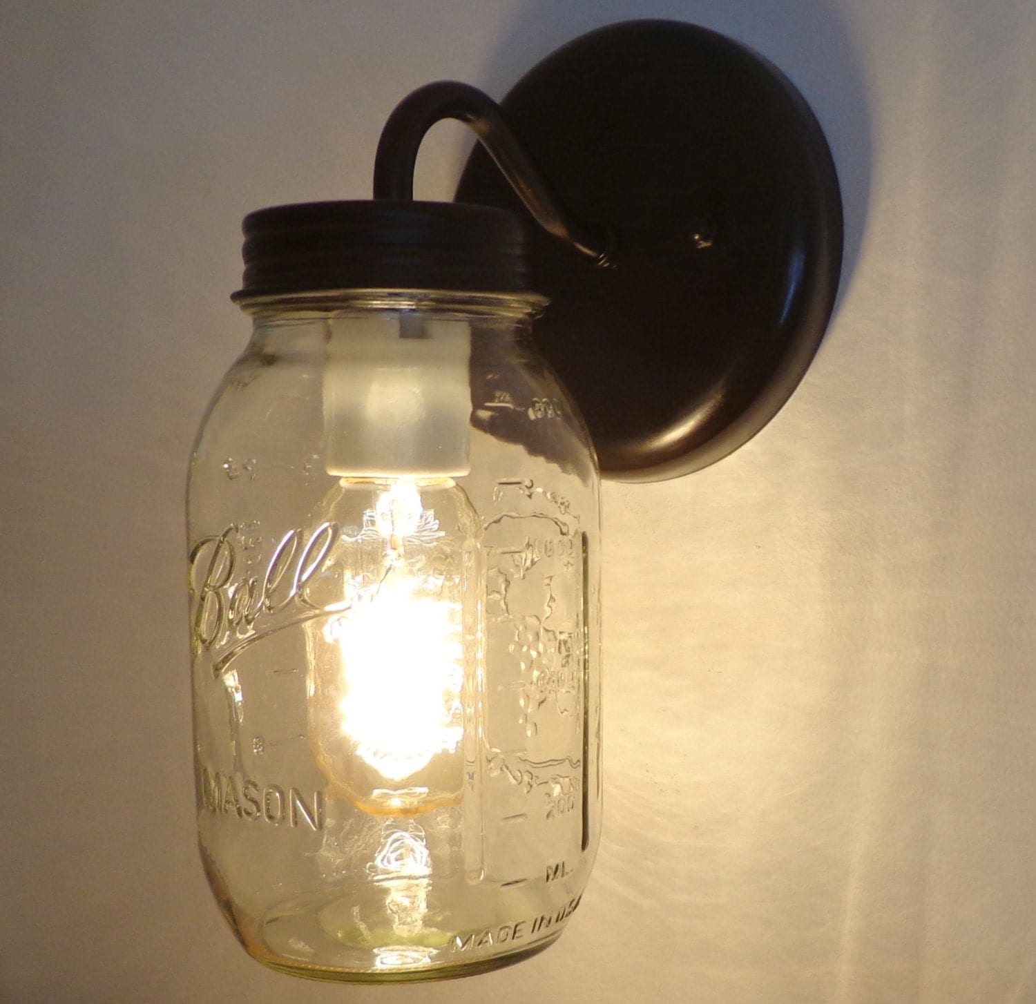 Mason Jar Wall SCONCE Lighting Fixture New Quart by LampGoods