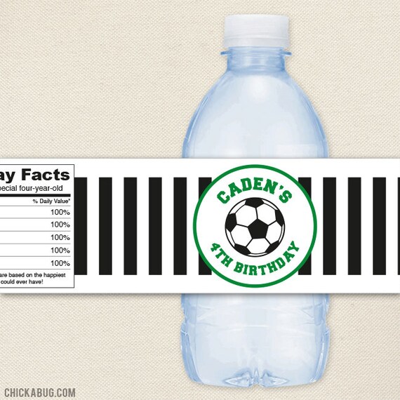 Soccer Party - Soccer Water Labels - 100% waterproof personalized water bottle labels - Choose green, red, blue or pink Il_570xn
